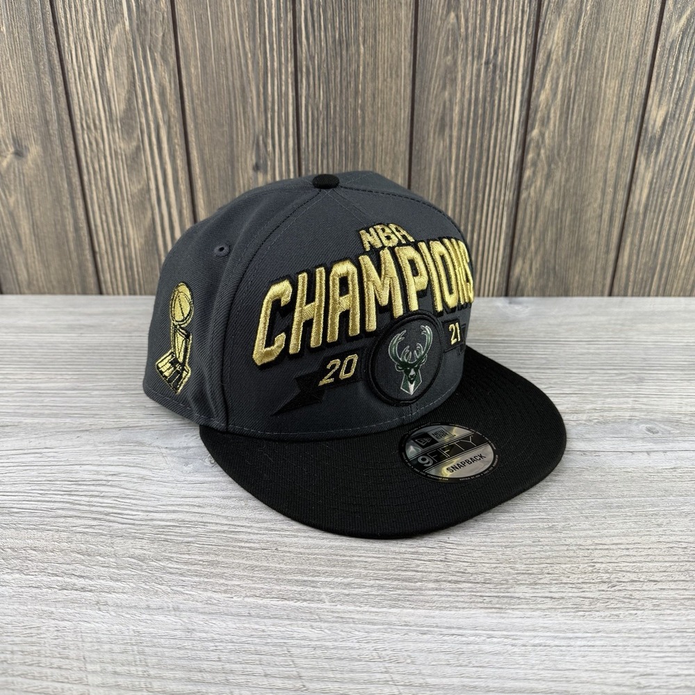 New Era Milwaukee Bucks 2021 NBA Champions Gray Black 9FIFTY Snapback Hat OSFM